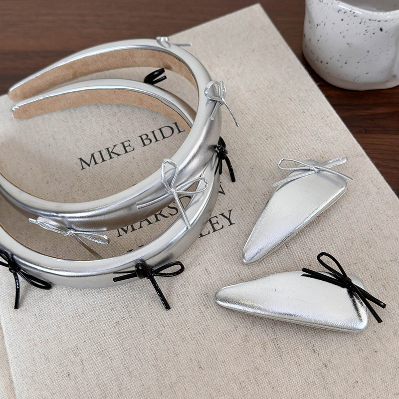 Bandeau Cuir Noeud Argenté