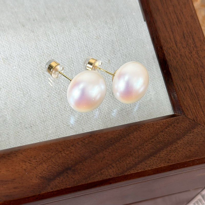 핑크 펄 스터드 귀걸이