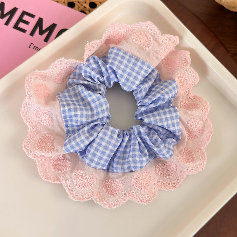 하트 레이스 체크 스크런치