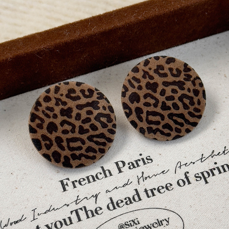 기하학 무늬 레오파드 플록 이어링
