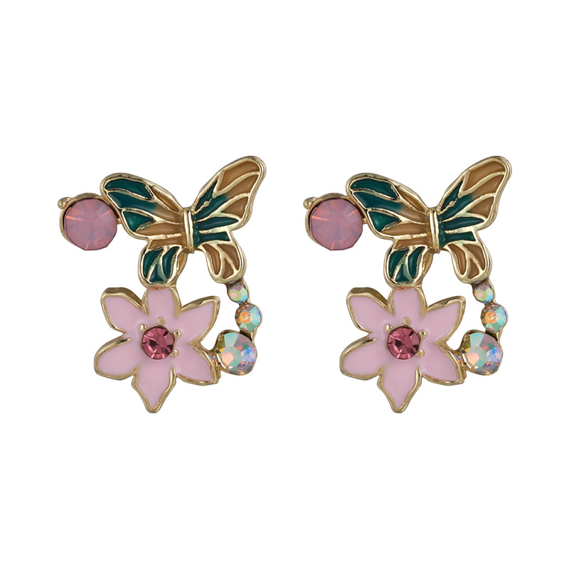 Orecchini Farfalla Fiore Smaltato Vintage