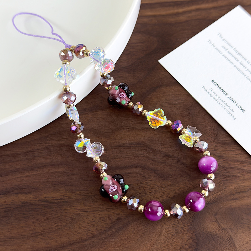 سلسلة هاتف من خرز الزجاج المتلألئ