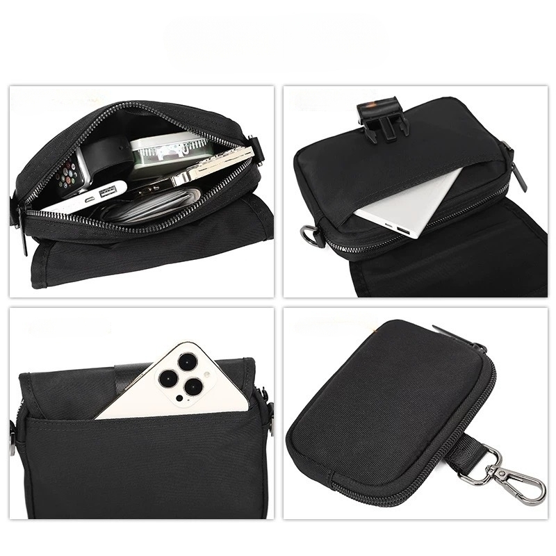 Saco Transversal Preto de Duas Peças para Homem