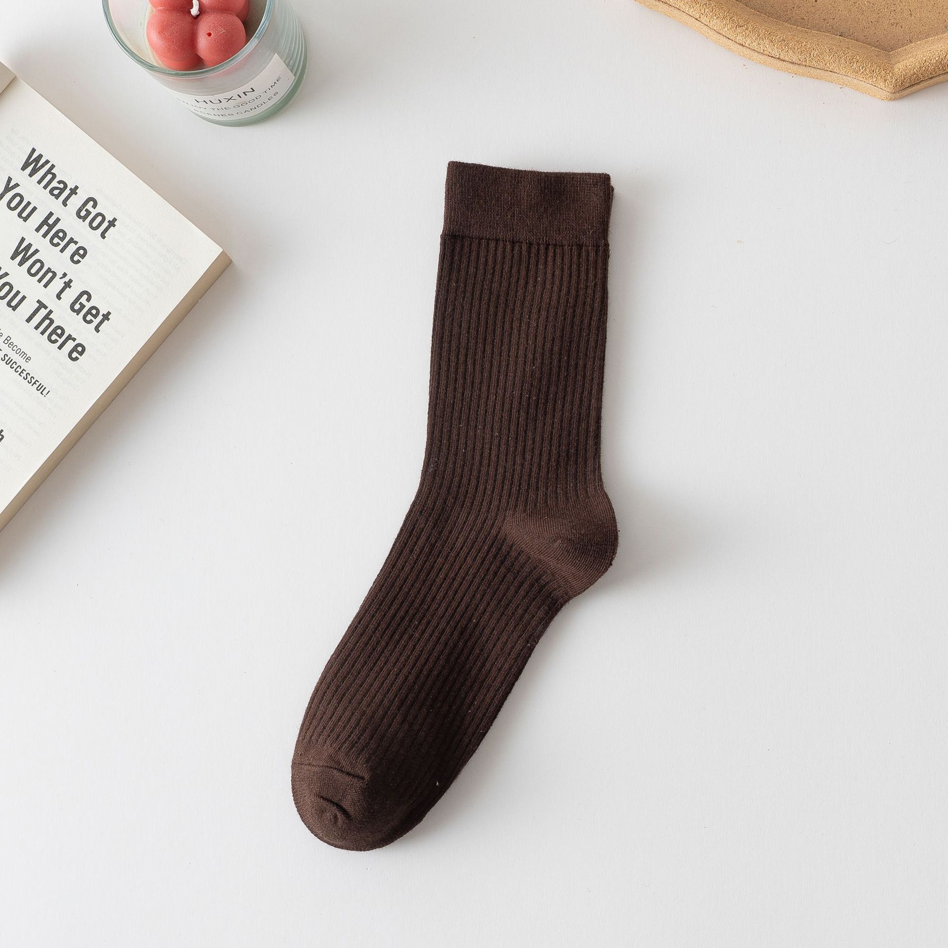 Meias Meia-Canela Cor Sólida para Mulheres