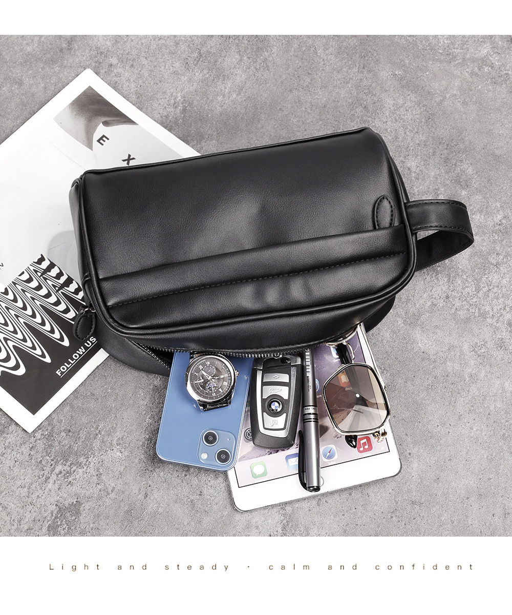 Erkek El Örgüsü PU Deri Clutch Çanta