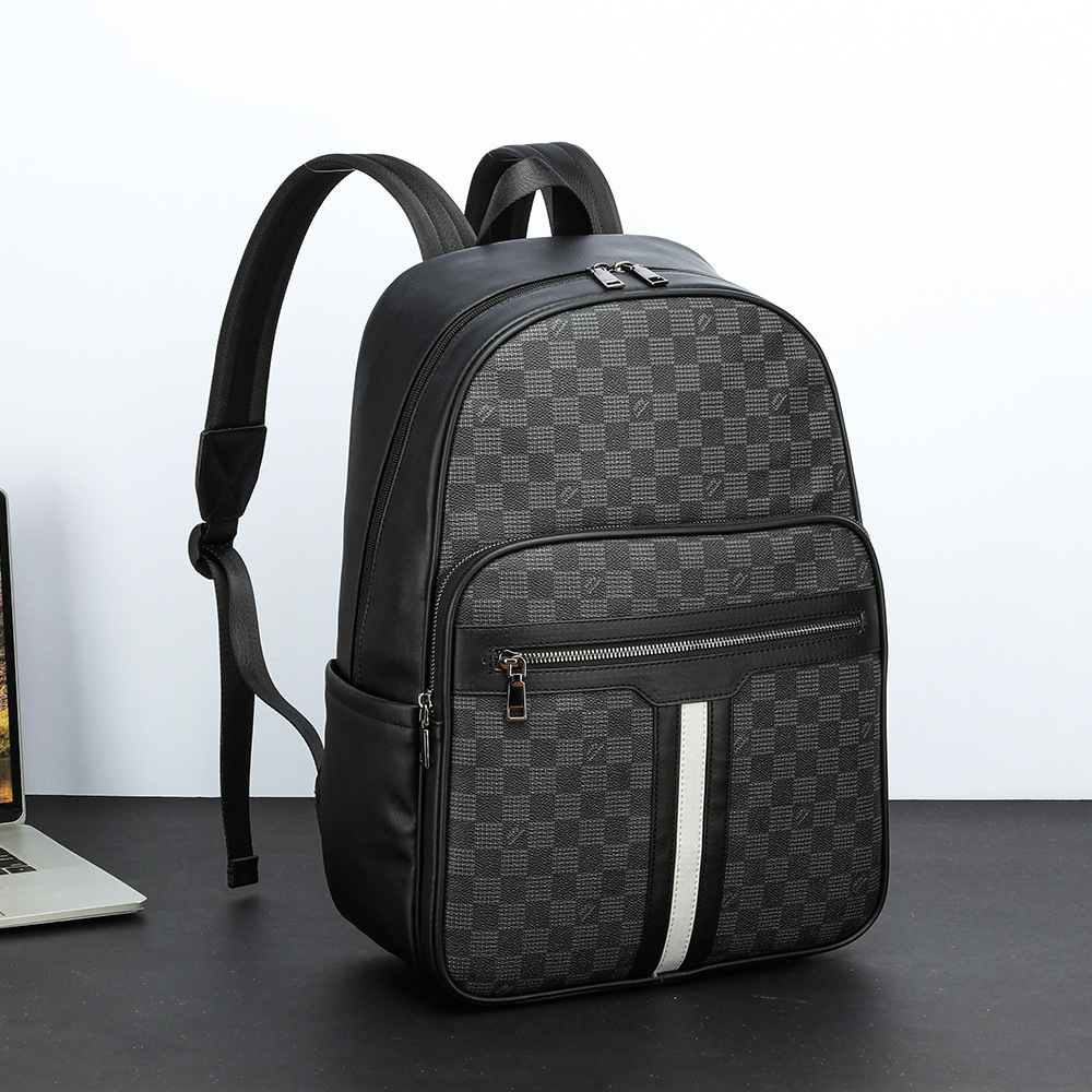 Чоловічий рюкзак у стилі шкіри з шаховою клітинкою