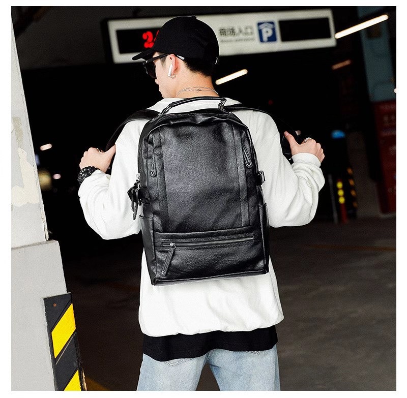 소프트 가죽 대용량 여행 백팩