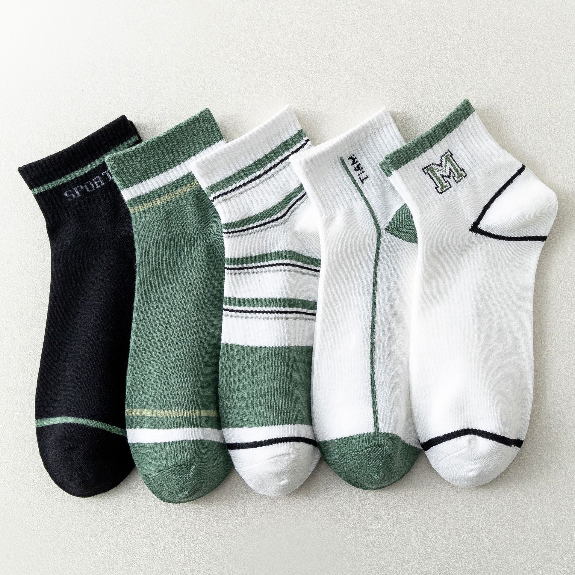 Чоловічі спортивні смугасті шкарпетки-невидимки з бавовни