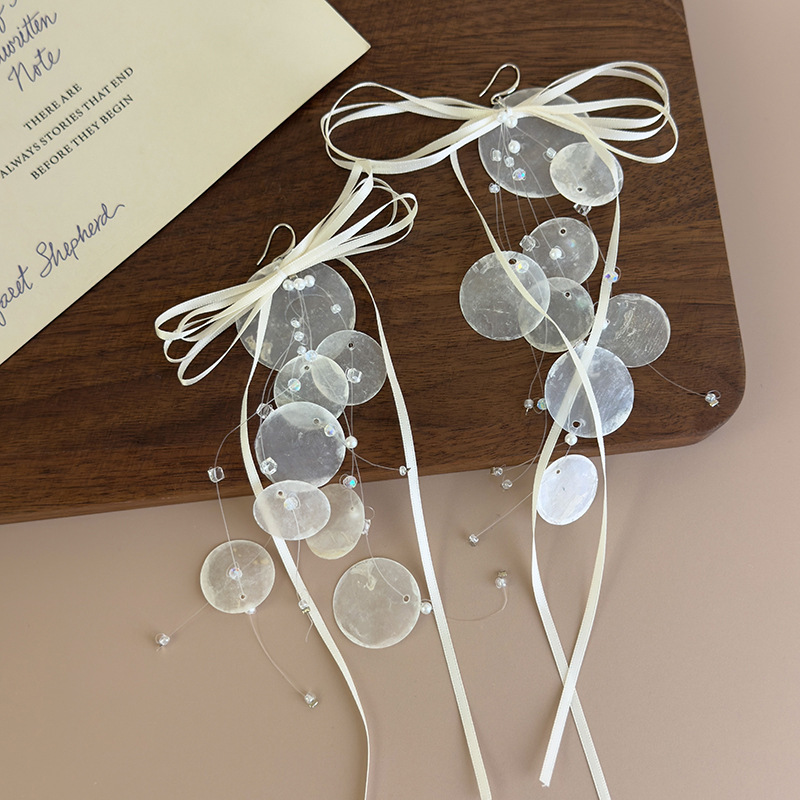 컨버터블 보우 셸 태슬 귀걸이