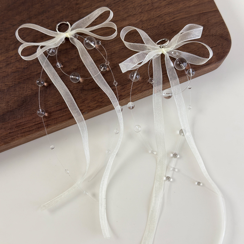 발레 스타일 리본 보우 이어링 & 목걸이