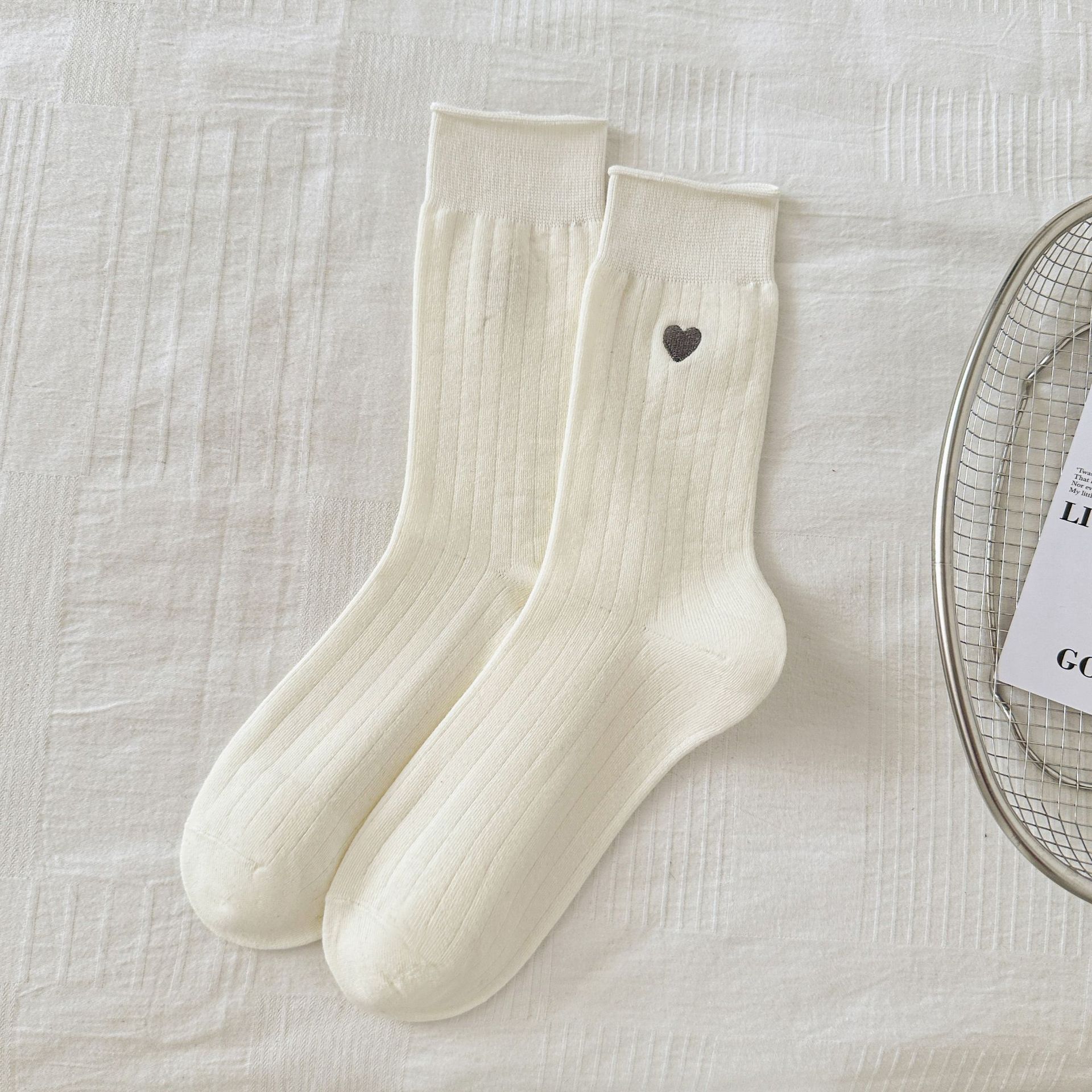 Meias de Coração Bordado