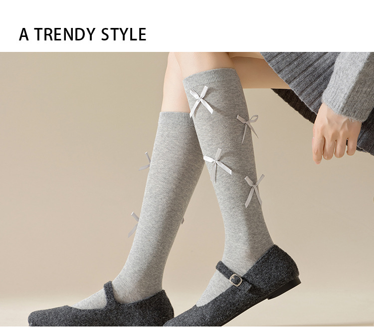 Meias de algodão com laço