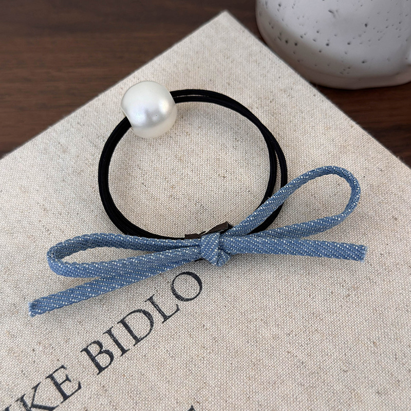 Заколки для волос с бантом из голубого денима