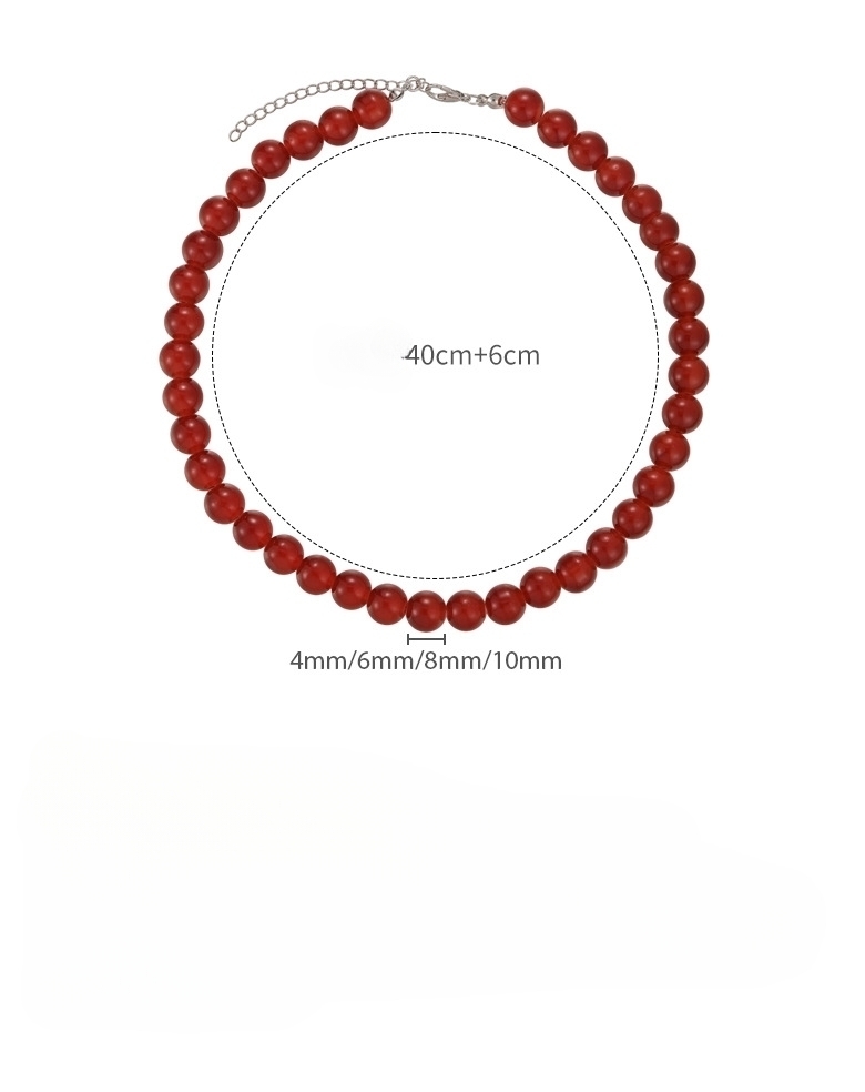 赤い幾何学ビーズネックレス