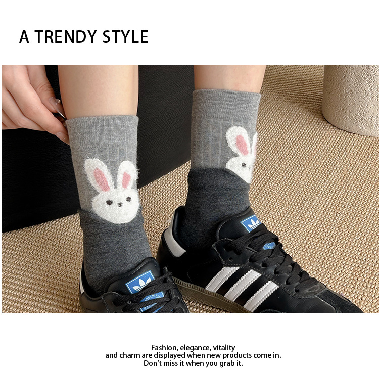 Meias Meia-Canela Mulher Flockada Desenho Animado