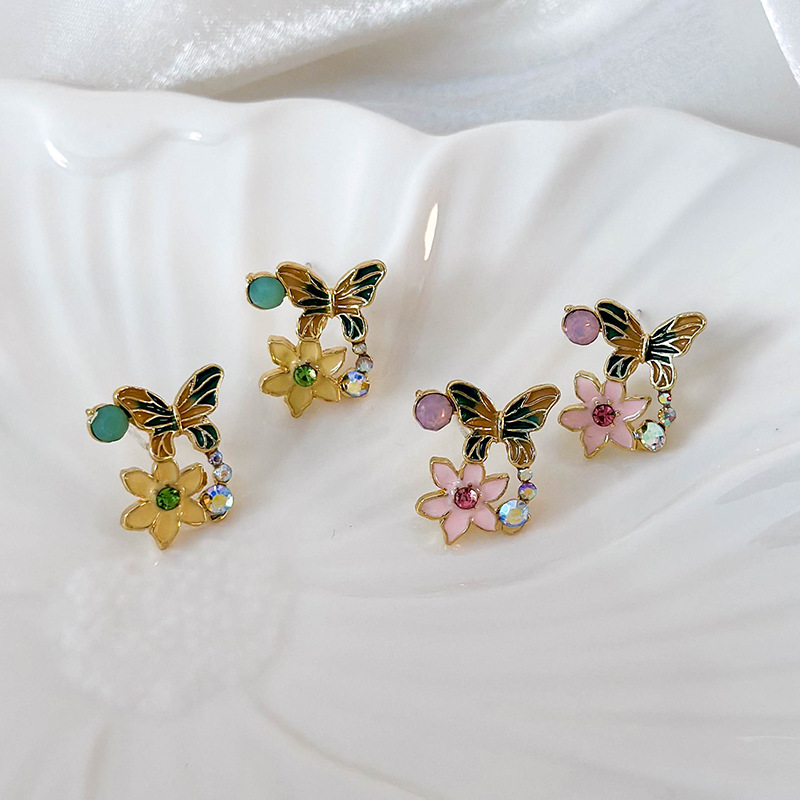 Orecchini Farfalla Fiore Smaltato Vintage