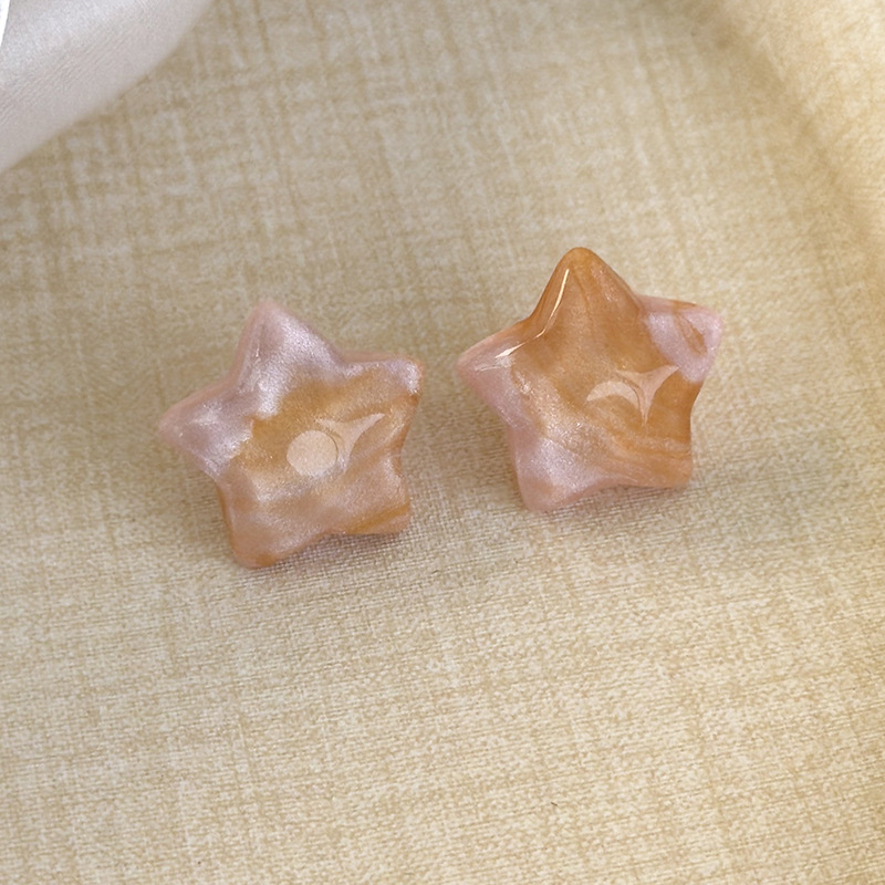 컬러풀 마블 글리터 웨이브 스타 스터드 귀걸이