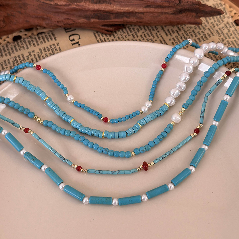 Геометричне намисто-чокер з перлами