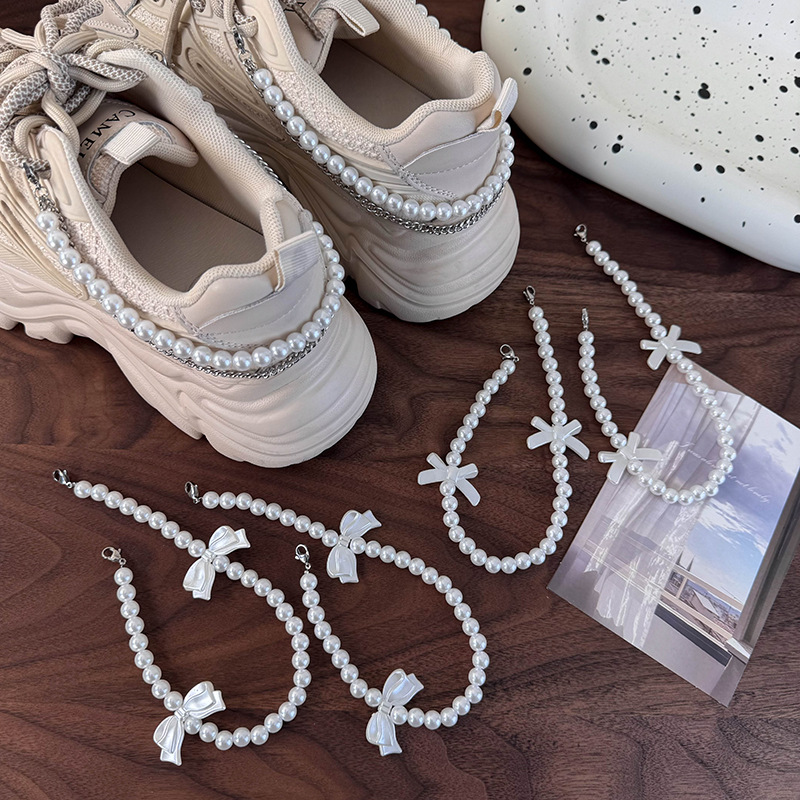 Αφαιρούμενα Κομπολόγια Τακουνιού με Φιόγκo και Μαργαριτάρι