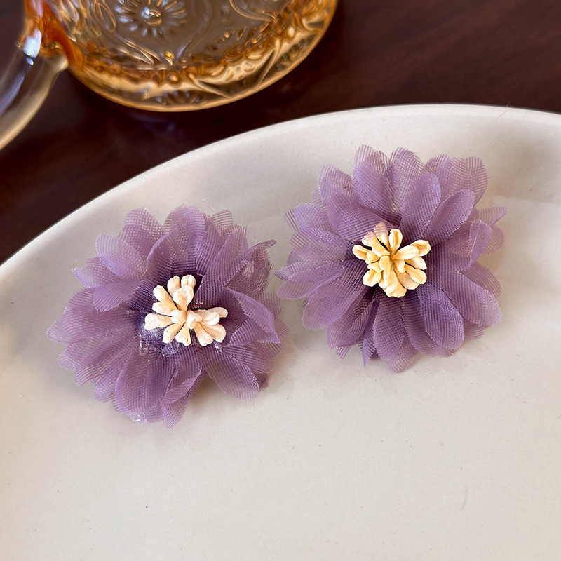 메쉬 플라워 이어링