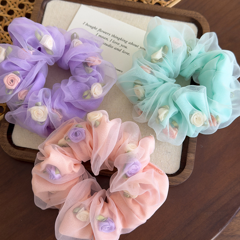 Hair Scrunchie with Double Roses