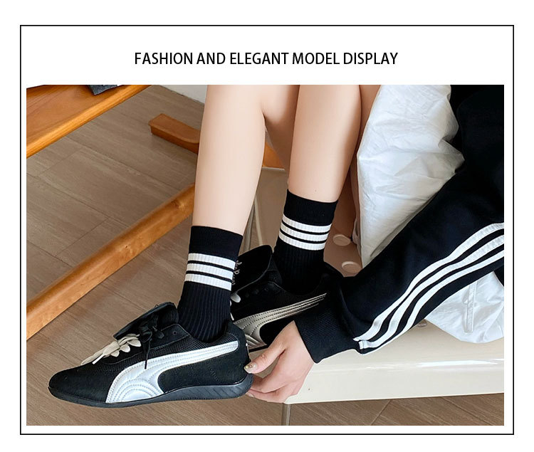 Meias Femininas Meia-Canela Listradas