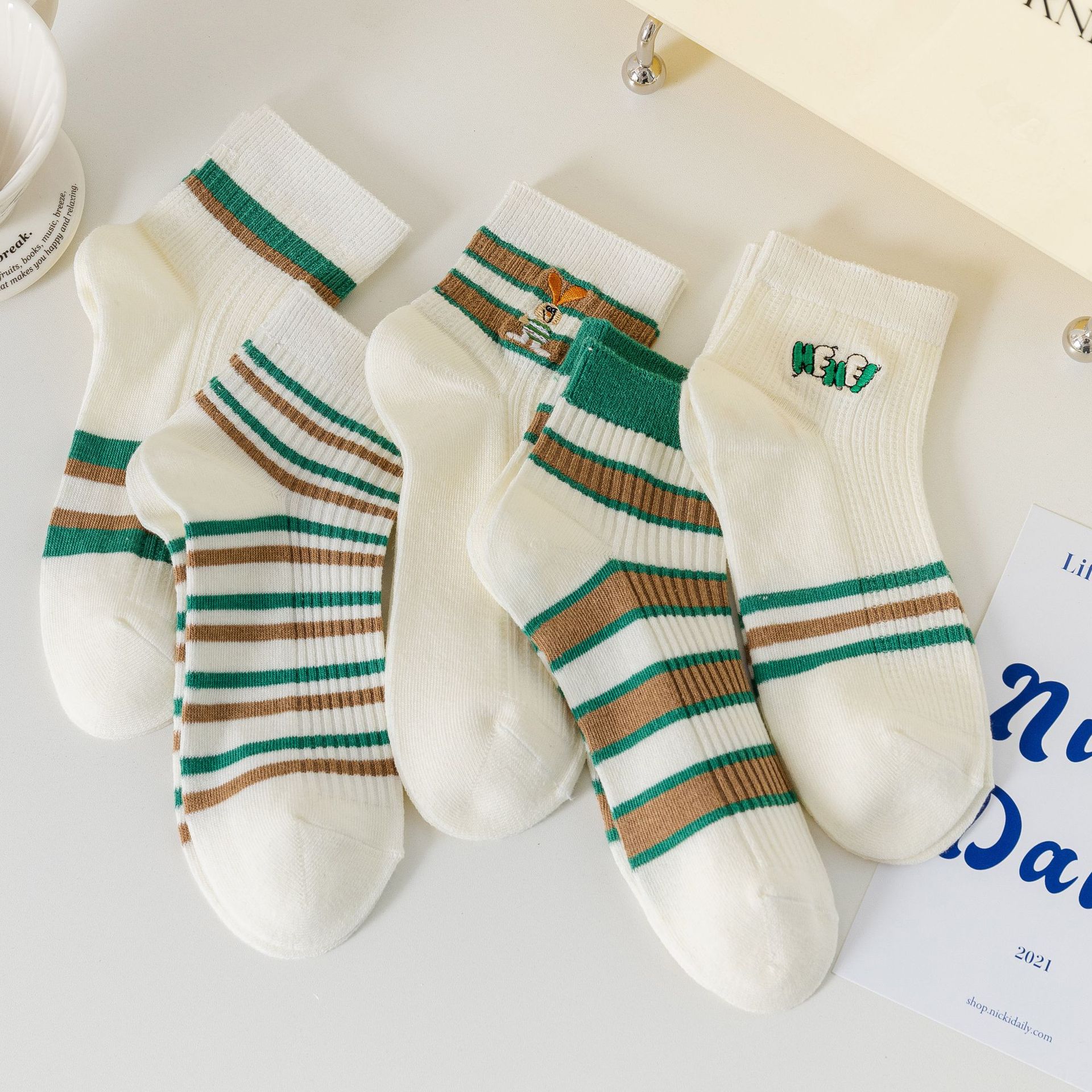 Randiga Bomullsstrumpor