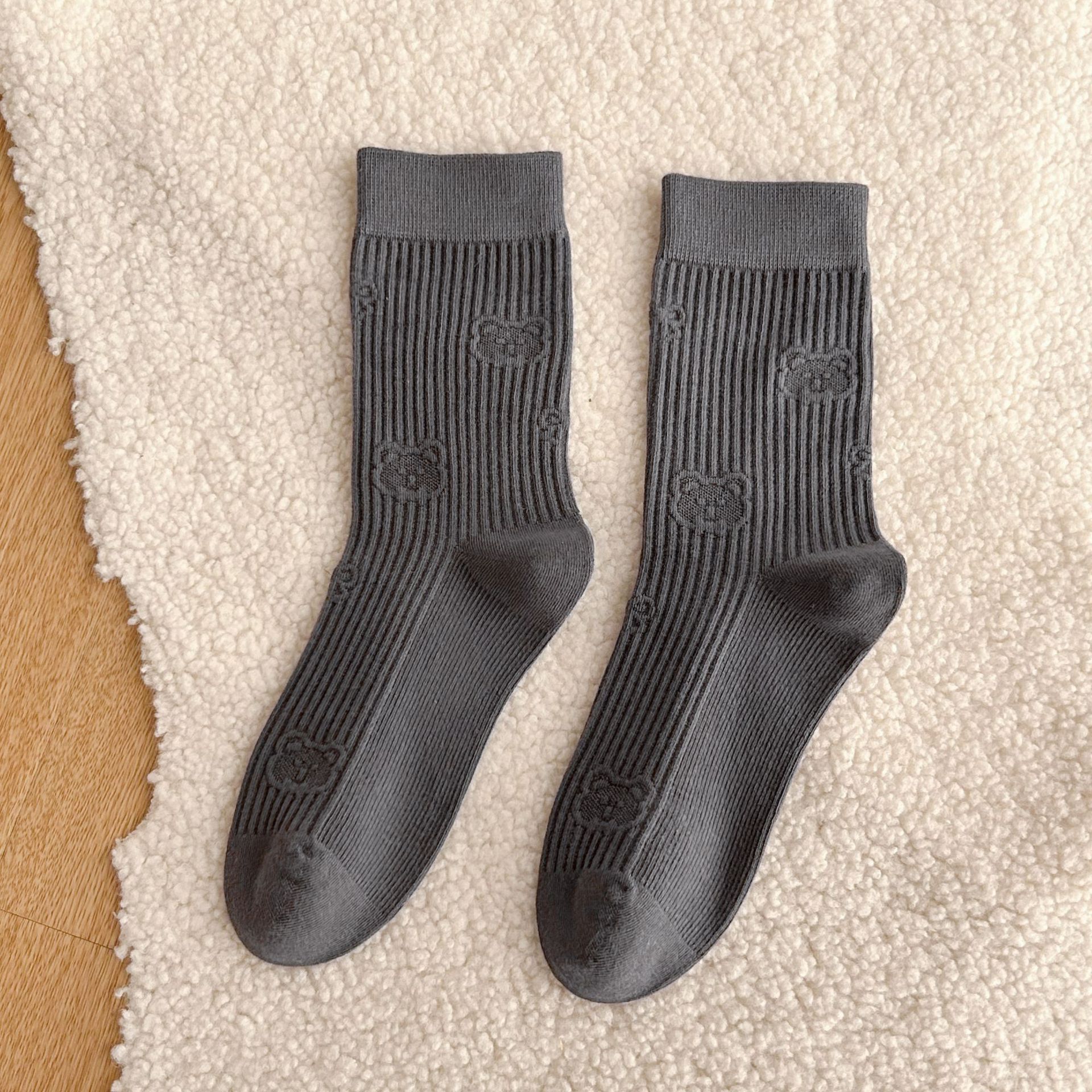 Meias de algodão até a panturrilha com padrão diamante