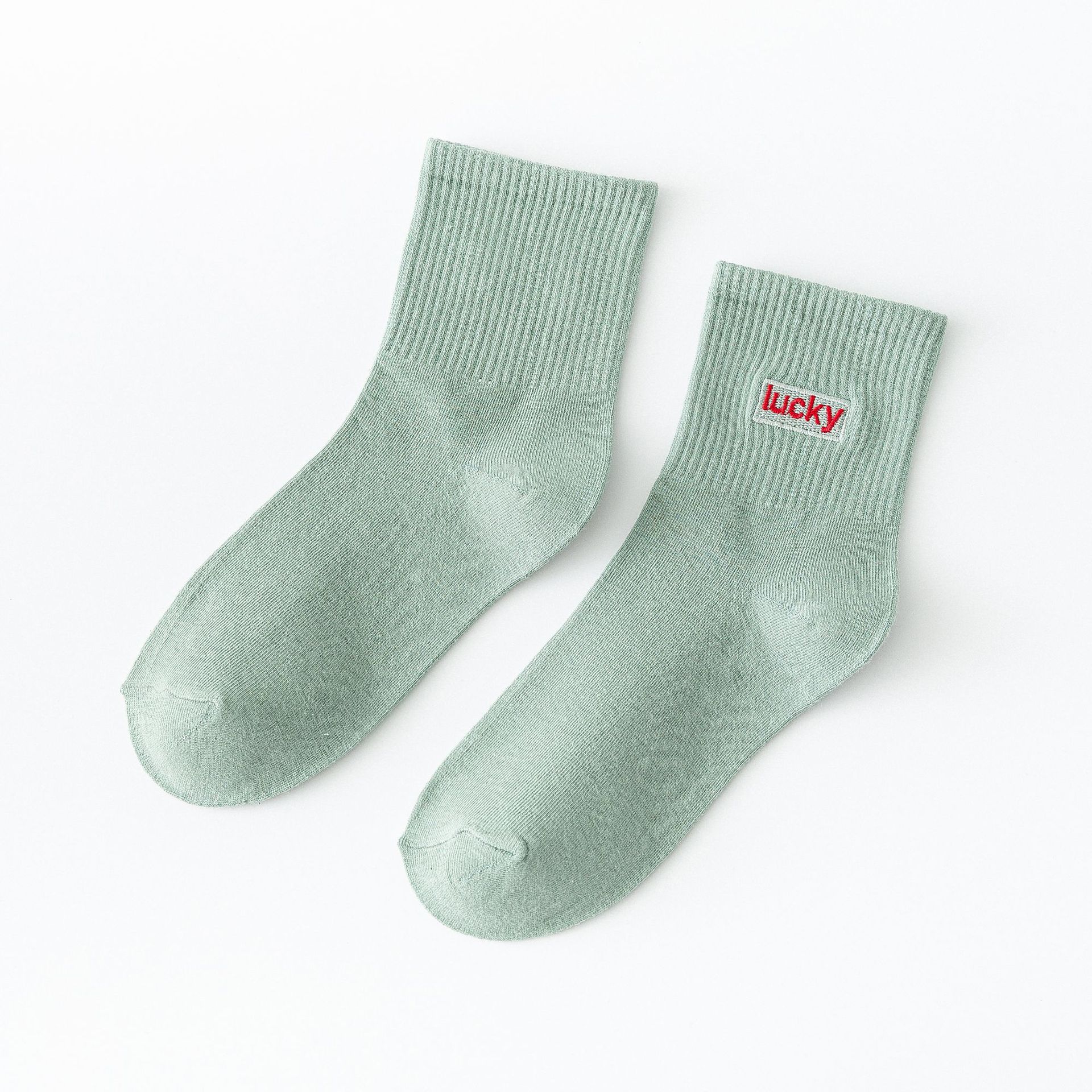 Meias Mid-Calf Bordadas com Letras