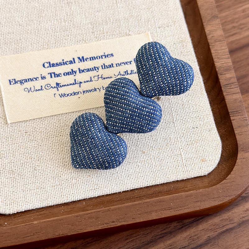 Agraf de Păr cu Inimă Denim Albastru