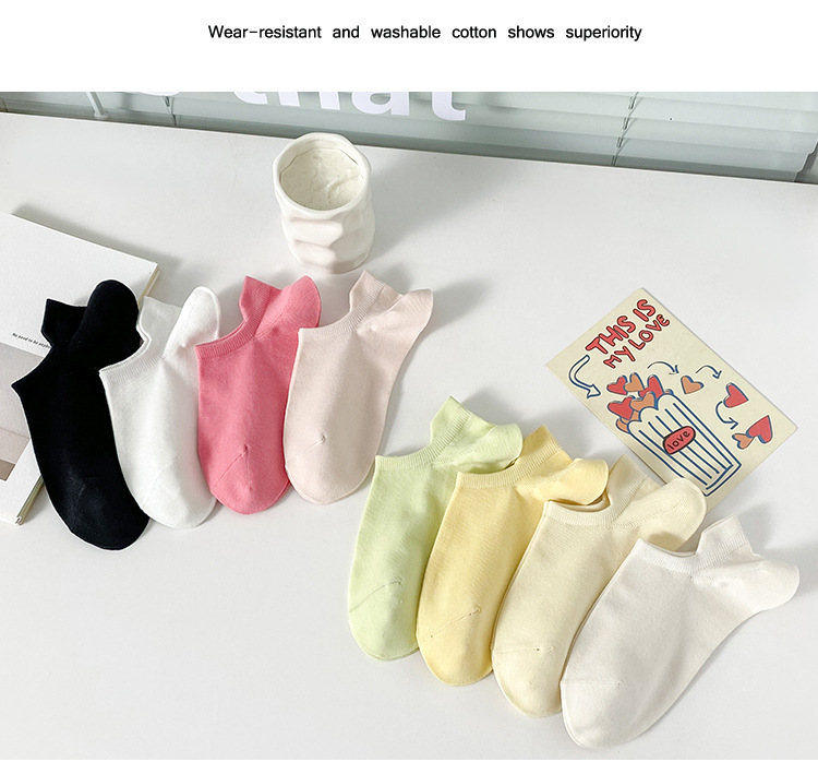 여성용 파스텔 컬러 인비저블 앵클 삭스