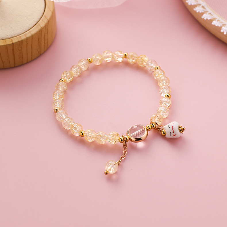 미니멀리스트 고양이 크리스탈 팔찌