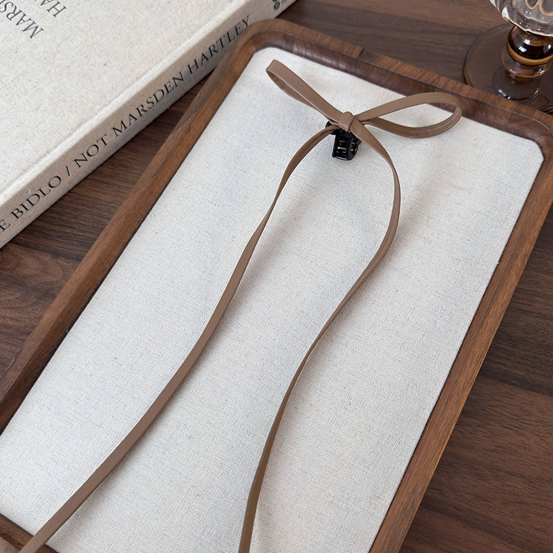 Spinki do Włosów ze Skórzaną Kokardą w Kolorze Mlecznej Herbaty