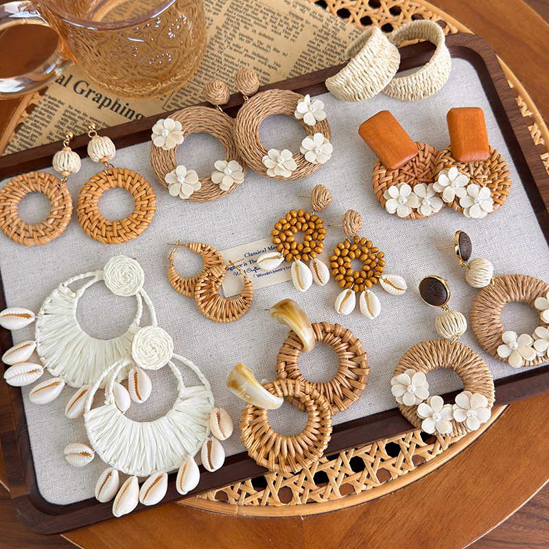 Bohemian Straw Earrings