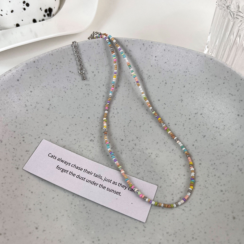 파스텔 컬러 비즈 펄 레이어드 네크리스