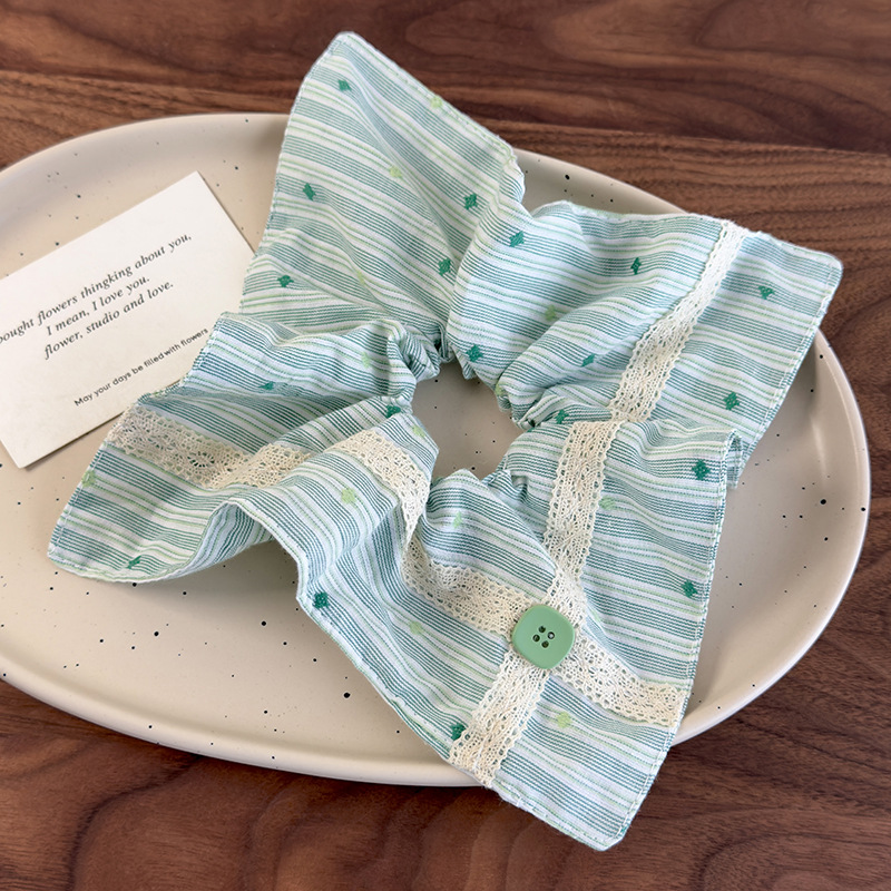 Färgglada Randiga Spetsstoff Hårband och Hårsnoddar