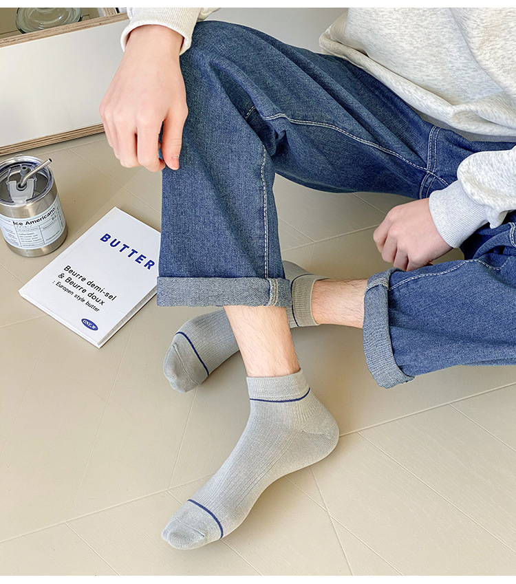Ανδρικές ριγέ βαμβακερές κάλτσες χωρίς ορατότητα