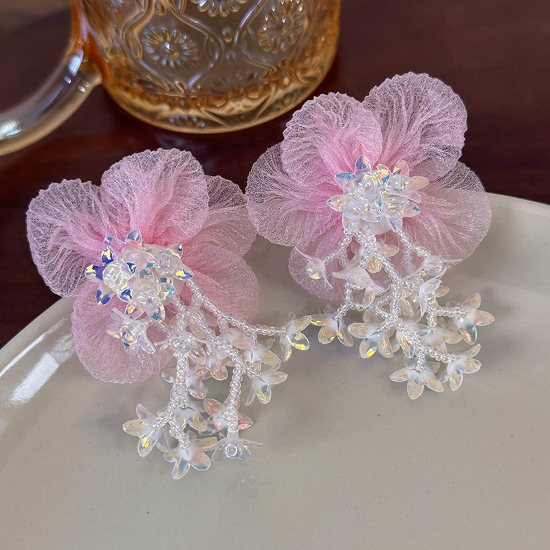 메쉬 플라워 이어링