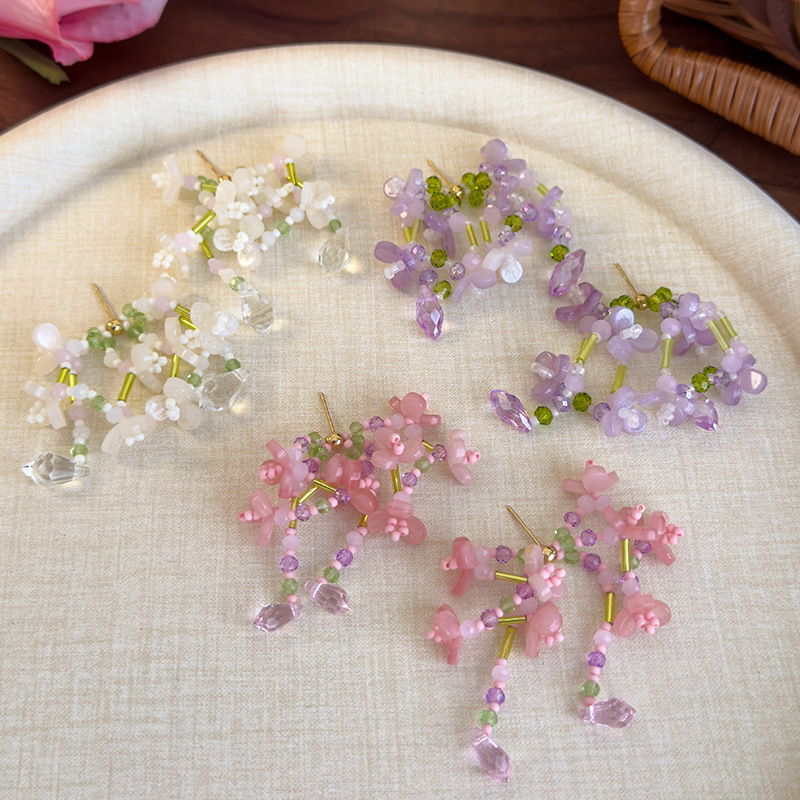 플로럴 비즈 탈셀 귀걸이