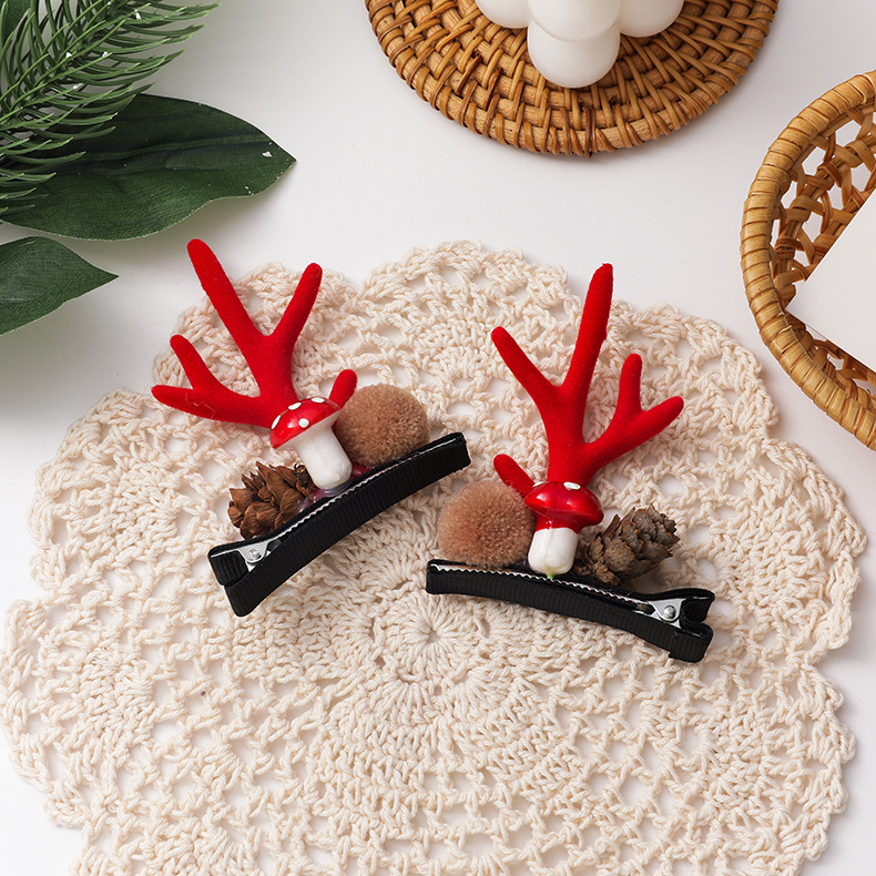 Agrafă și Bandă de Păr cu Reni de Crăciun