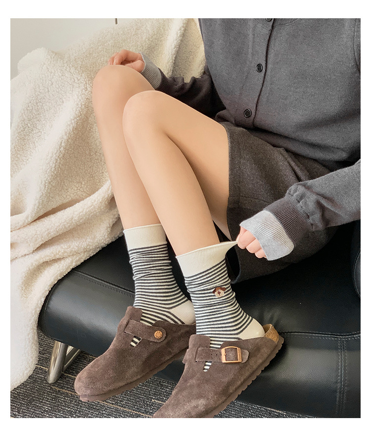 Meias de algodão bordadas com cachorro