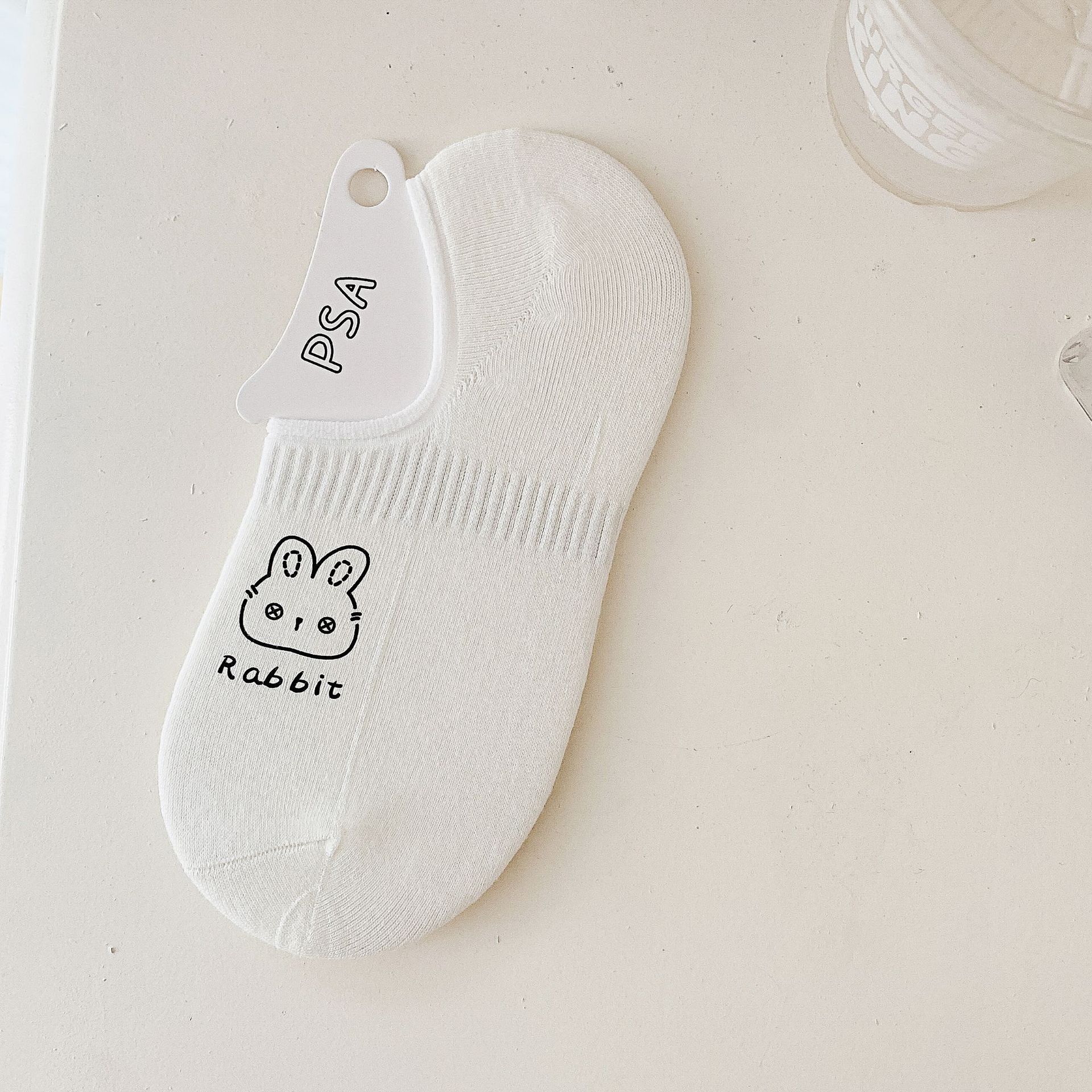 곰 캐릭터 프린트 노쇼 앵클 양말