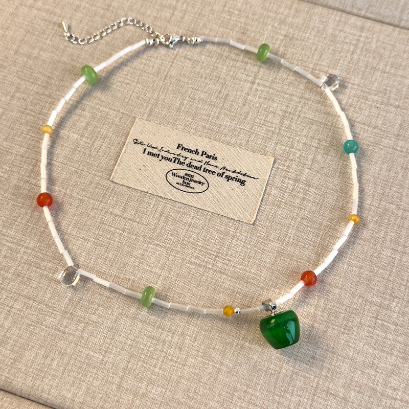 Намисто з Зеленим Яблуком Котяче Око