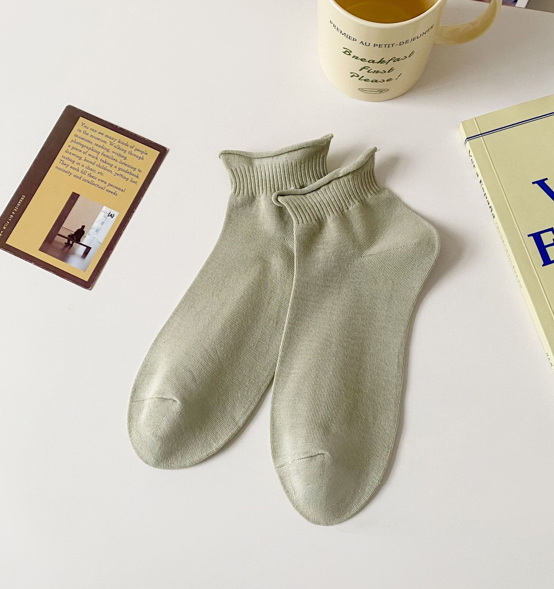 レディース通気性コットンノーショーソックス