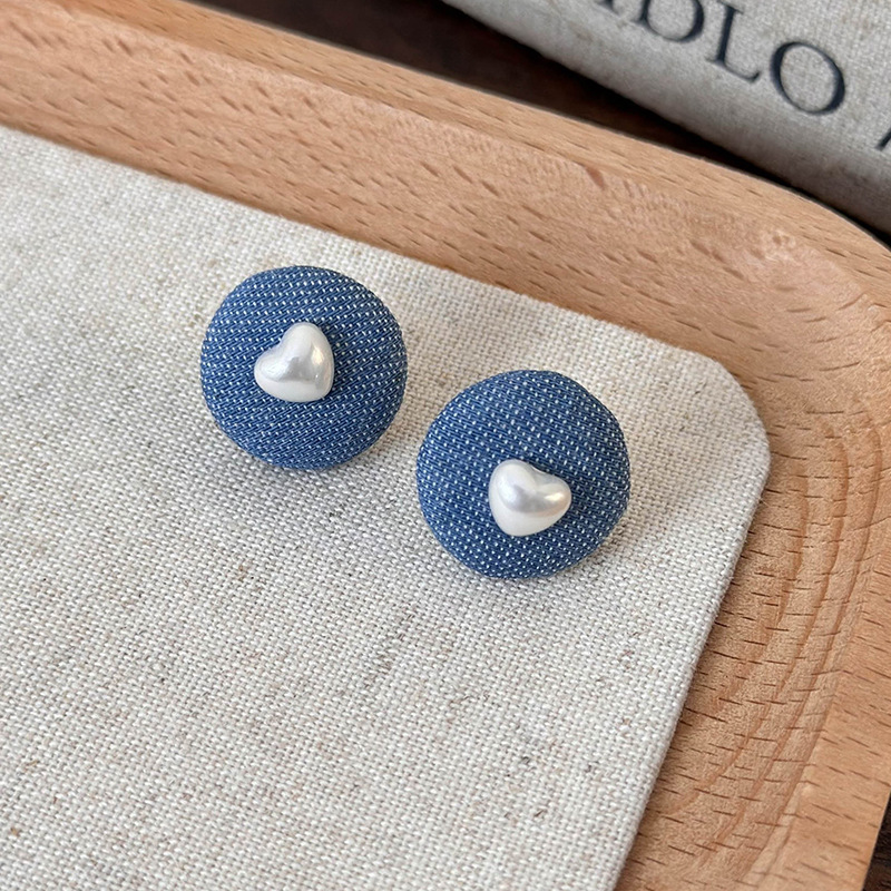 Orecchini Cuore e Tondo Blu Chiaro