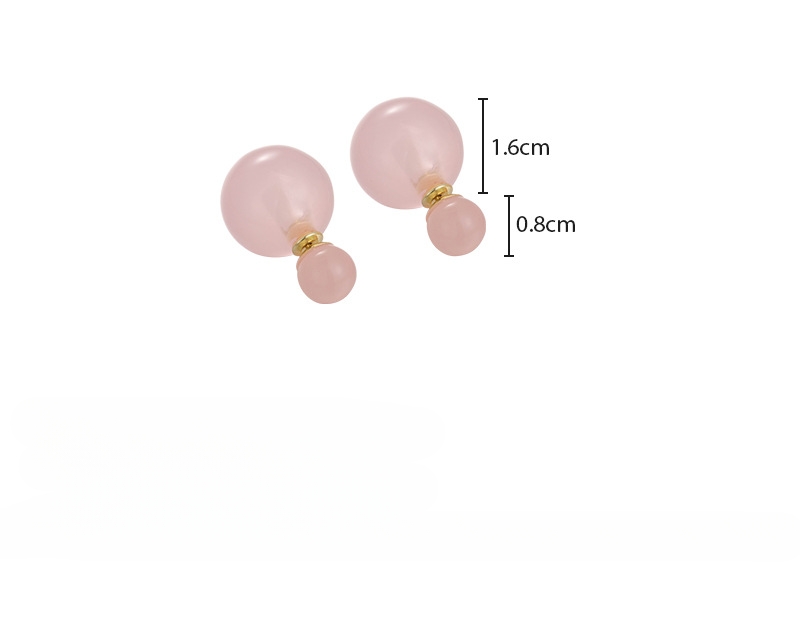 Orecchini Sfera Doppia Faccia Finto Giada Rosa Pesca