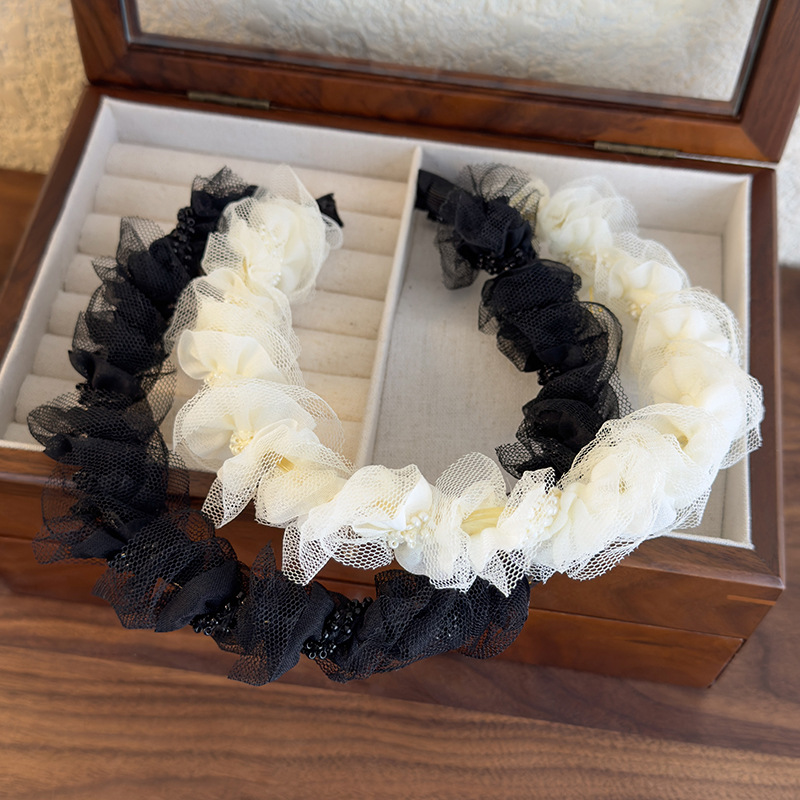 Bandă de Păr Mesh Ruffle Dantelă Mărgele