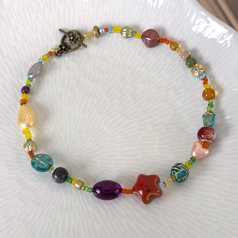 สร้อยคอโบฮีเมียนลูกปัดแก้วดาว