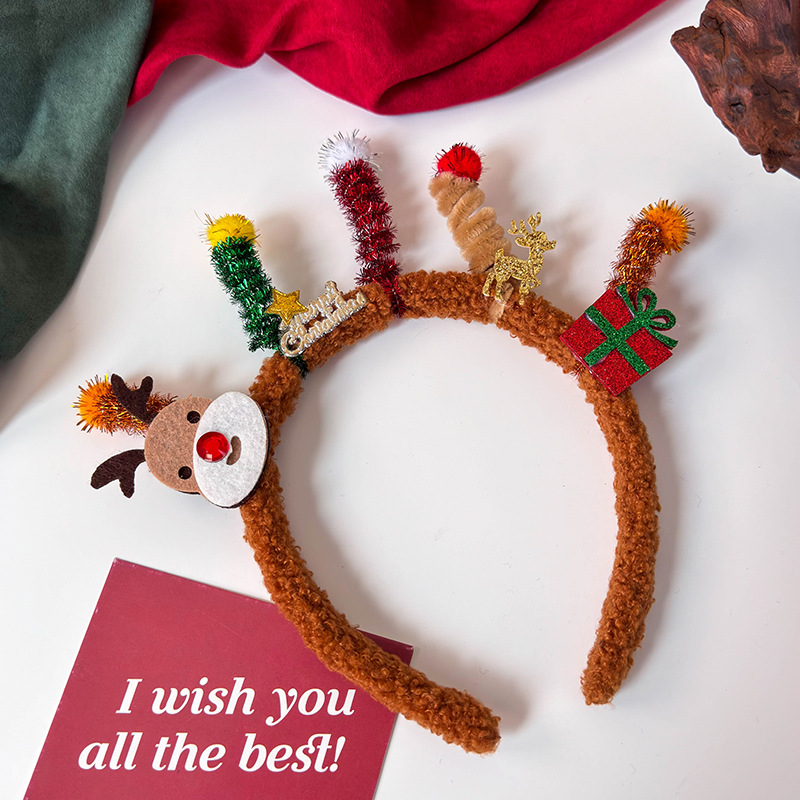 Bandă pentru Păr din Pluș de Crăciun cu Clip