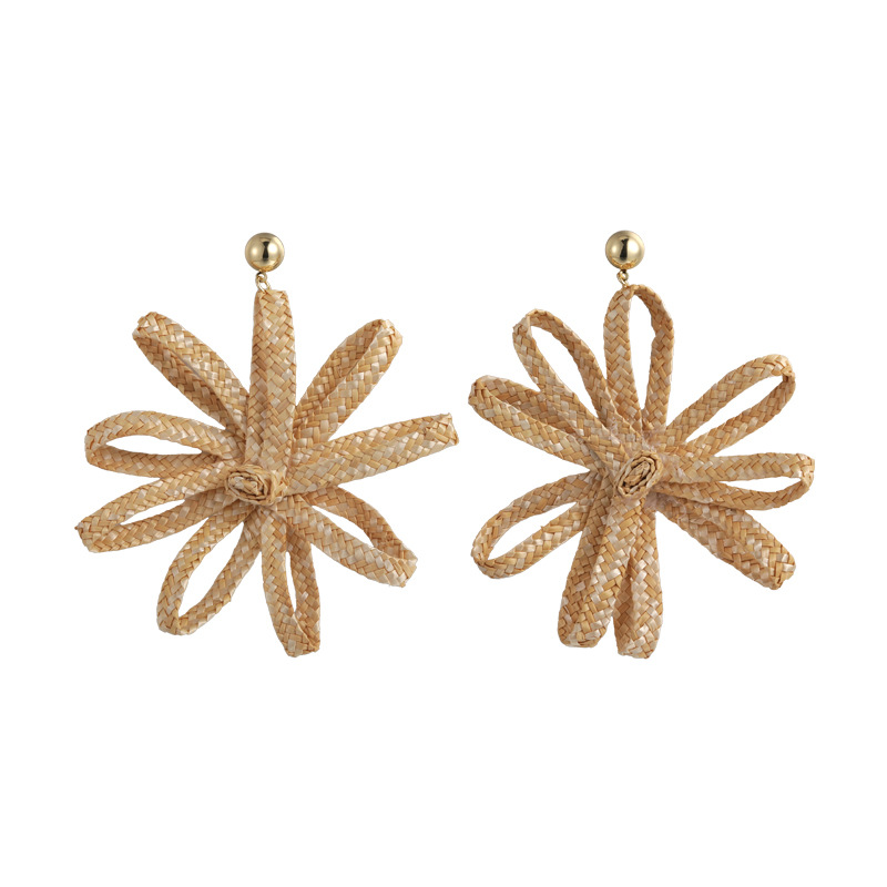 대형 플라워 위븐 귀걸이